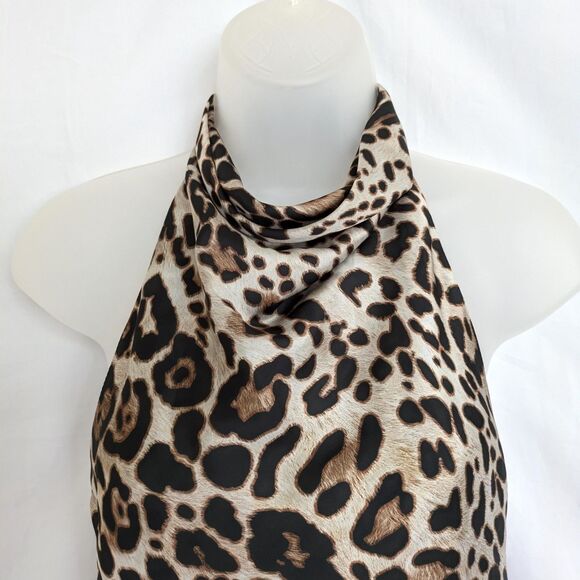 Zara Satin Halter Top Cowl Neck Leopard Print Size XS Silky - Picture 4 of 13